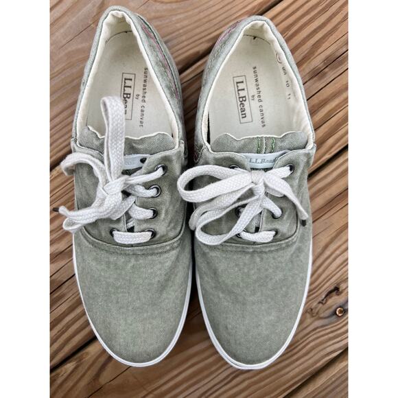 L.L. Bean Shoes - LL Bean Women's Sunwashed Canvas Oxford Sneakers with embroidery size 9